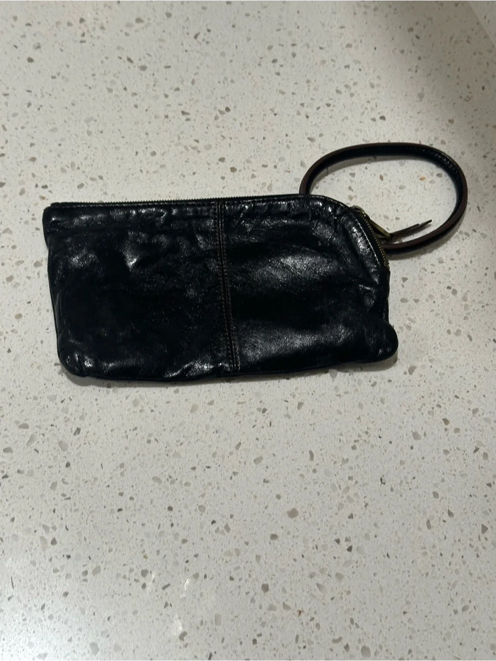 HOBO Black 100% Leather Wristlet Pouch Wallet